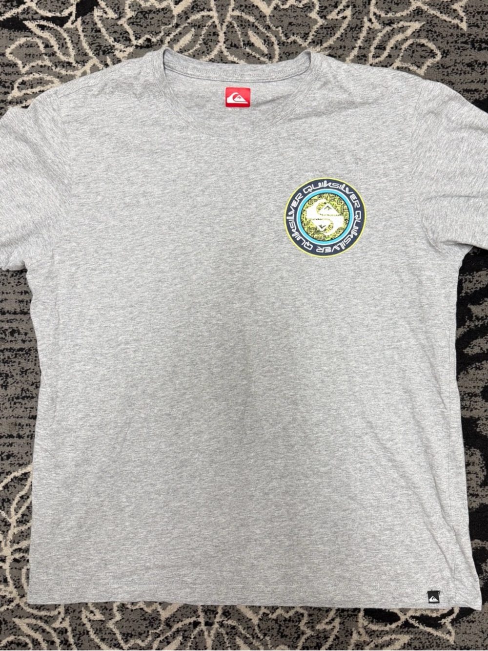 Quiksilver Heather Grey Tee with Green & Navy Logo